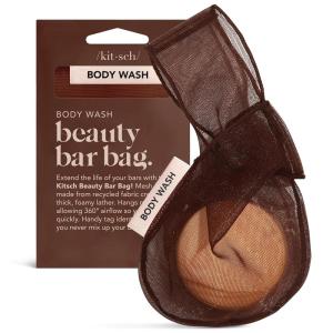 imageKitsch Bar Soap Saver Bag  Patented Mesh Bag Soap Holder for Shampoo and Conditioner Bars  Extends Use ampamp Prevents Soggy Mess  Recycled Mesh Beauty Pouch EcoFriendly  BlackChocolate