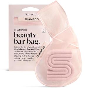 imageKitsch Bar Soap Saver Bag  Patented Mesh Bag Soap Holder for Shampoo and Conditioner Bars  Extends Use ampamp Prevents Soggy Mess  Recycled Mesh Beauty Pouch EcoFriendly  BlackBlush