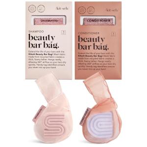 imageKitsch Bar Soap Saver Bag  Patented Mesh Bag Soap Holder for Shampoo and Conditioner Bars  Extends Use ampamp Prevents Soggy Mess  Recycled Mesh Beauty Pouch EcoFriendly  BlackBlush  Terracotta