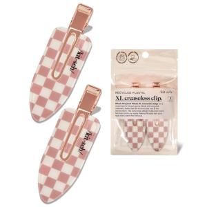 imageKitsch Creaseless Hair Clips for Women  No Crease No Bend Hair Clips for Styling Bangs Makeup Application Face Wash  Recycled Acrylic  Cherry Print  Ideal Gifts for Women 4pcsTerracotta Checkered