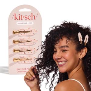 imageKitsch Creaseless Hair Clips for Women No Bend No Crease Styling Clip Elegant Makeup Hair Clips Hairstyling  Gift of Glam 2pcsCherry Print