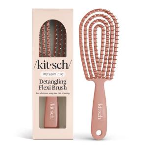 imageKitsch Detangler Brush  Flexible Curly Hair Brush for Women Men ampamp Kids  Detangling Hairbrush with Bendable Frame and UltraSmooth Bristles for Wet or Dry Strands  Soft VioletTerracotta