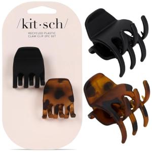imageKitsch EcoFriendly Medium Claw Clips  Cute ampamp Stylish Short Hair Accessories for Women Girls  Ideal Size for Any Hairstyles  Ideal Gifts for Women 2pcs Black ampamp Tortoise2 Count Pack of 1