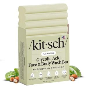 imageKitsch Glycolic Acid Face ampamp Body Wash Bar  Resurfacing Bar Soap with Shea Butter for Smoother Brighter Skin  Gentle Soap ampamp Body Wash Women ampamp Men Love  Cucumber ampamp Eucalyptus Scent Bath Soap  4 oz