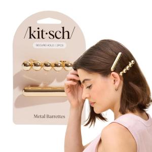 imageKitsch Gold Hair Barrettes For Women  Stylish Durable ampamp Elegant Metal Hair Clips for Women for Everyday or Special Occasions  Cloud ampamp Bubble Design 2pc Set