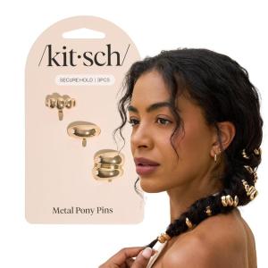 imageKitsch Gold Hair Jewelry for Braids  Lightweight Metal Hair Pins for Women  Stackable Gold Hair Accessories for Everyday or Special Occasions  3pc Set