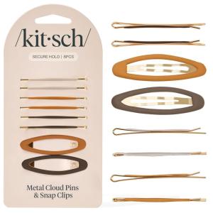 imageKitsch Hair Clips for Women ampamp Bobby Pins  Gold Metal Snap Hair Barrettes for Women  Stylish No Slip PainFree  Ideal for Everyday Hairstyles  Sedona 8pc Set