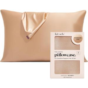 imageKitsch Holiday Satin Pillowcase with Zipper for Hair and Skin Softer Than Silk Pillow Cases 2 Pack Cooling Pillow Covers Machine Washable WrinkleFree Satin Queen Size Set of 2 19quotx26quot BlushChampagne