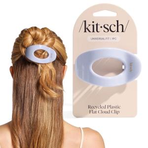 imageKitsch Medium Flat Claw Clips for Women  Stylish Flat Hair Clips for Women Strong Hold for Thick ampamp Fine Hair  NonSlip for Secure Comfortable AllDay Wear  BlackHydrangea Breeze