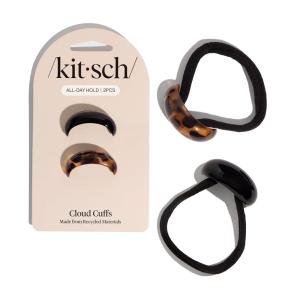 imageKitsch Medium Hair Cuffs for Braids ampamp Ponytails  Sleek Hair Ties No Damage for Women  Recycled Plastic ampamp Nylon Elastics  Stylish ampamp Durable  Black ampamp Tort 2pcsSBlack  Tort