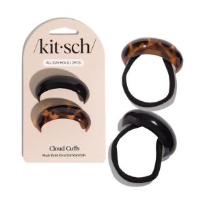 imageKitsch Medium Hair Cuffs for Braids ampamp Ponytails  Sleek Hair Ties No Damage for Women  Recycled Plastic ampamp Nylon Elastics  Stylish ampamp Durable  Black ampamp Tort 2pcsBlack  Tort