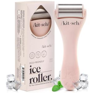 imageKitsch Mini Facial Roller ampamp Ice Face Roller Skin Care Tool Set for Women  Face Massager for Puffy Eyes Cold Therapy Lymphatic Drainage Massager Self Care Gifts for Women ampamp Men  BlushPink