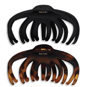 imageKitsch Octopus Claw Clips for Women  Cute ampamp Stylish Hair Clips for Everyday Use Octopus Claw Clip for Thick Hair  Ideal Gifts for Women  Black ampamp Tortoise 2pcs