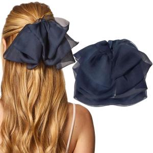 imageKitsch Oversized Hair Bows for Women  Recycled Polyester Material  Stylish and Elegant  Cute Hair Bow Clips  Black 1pcBlue Orchid