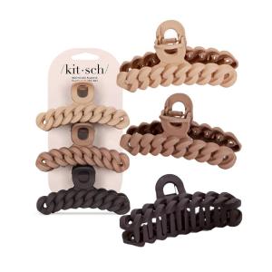 imageKitsch Recycled Plastic Large Claw Clip Big Chain Hair Clips for Women Large Hair Claw Clips ampamp Jaw Clips Big Claw Clips for Thick Hair 3pc Set Large NeutralsNeutrals