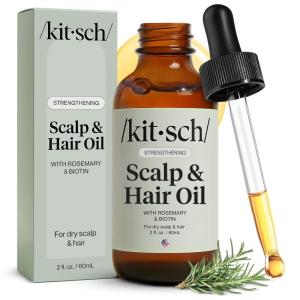 imageKitsch Rosemary Oil PreWash Strengthening Hair Oil with Castor Biotin Jojoba Lavender Scent 60ml2 Fl Oz Pack of 1