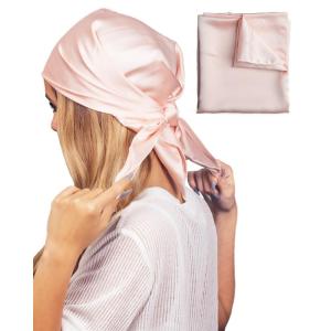 imageKitsch Satin Head Scarf  MultiWay Scarf  Stylish Bandana for Women Satin Bonnet for Sleeping ampamp Hair Wrapping at Night  Blush