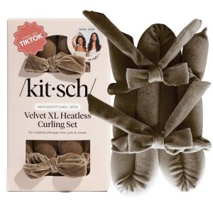 imageKitsch Satin Heatless Curling Set  Heatless Curls Overnight with 34quot Hair Curler ampamp 2 Satin Scrunchies  Comfortable Hair Curlers to Sleep In for FrizzFree No Heat Damage Styling  Sunset Tie DyeEucalyptus