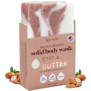 imageKitsch Shea Butter Exfoliating Body Wash Bar  Moisturizing Bar Soap ampamp Gentle Soap Bar with PlantBased Exfoliants  Hydrates Softens ampamp Soothes Skin  Paraben Silicone ampamp SulfateFree  4 oz