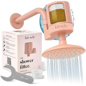 imageKitsch Shower Head Filter for Hard Water  Shower Filter with KDF55 ampamp Calcium Sulfite Helps Reduce Chlorine ampamp Impurities Water Softener  Bathroom Accessories for Healthier Hair ampamp Skin  BlackTerracotta