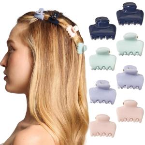imageKitsch Small Hair Clips for Women and Girls  Mini Claw Clips  Hair Accessories for Women  Daily Styling Recycled Cherry Blossom Design  8pc SetGarden Bouquet