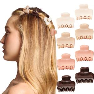 imageKitsch Small Hair Clips for Women and Girls  Mini Claw Clips  Hair Accessories for Women  Daily Styling Recycled Cherry Blossom Design  8pc SetRosewood