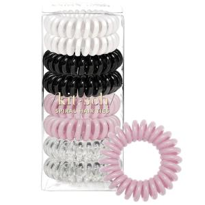 imageKitsch Spiral Hair Ties for Women  Creaseless and Dentfree Black Hair Ties No Damage Phone Cord Coils  Made of Flexible and Durable Plastic  Ideal for Daily Use  8pcsWatercolor