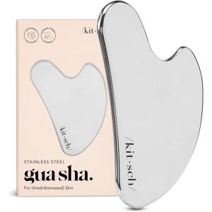 imageKitsch Stainless Steel Gua Sha Facial Tools  Lymphatic Drainage Massager for Face ampamp Chin Jawline Shaper Double Chin Reducer Guasha Tool for Face Massager Skin Care Tools  IrridescentSilver