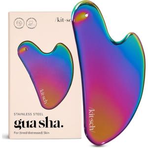 imageKitsch Stainless Steel Gua Sha Facial Tools  Lymphatic Drainage Massager for Face ampamp Chin Jawline Shaper Double Chin Reducer Guasha Tool for Face Massager Skin Care Tools  IrridescentIrridescent