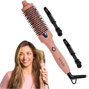 imageKitsch Thermal Brush Heated Round Brush  Barrel Hair Brush ampamp Hair Styling Tool for Smooth Blowouts Volume ampamp Shine Quick HeatUp  FrizzReducing Ceramic Tourmaline Styling for All Hair Types