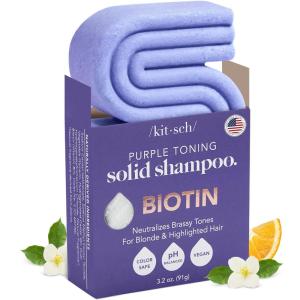 imageKitsch Toning Purple Shampoo For Blondes ampamp Color Treated Hair  Shampoo Bar For Women and Men  Biotin Shampoo for Strengthening ampamp Neutralizing Brassy Tones  Vegan Silicone ampamp Sulfate Free  32 oz