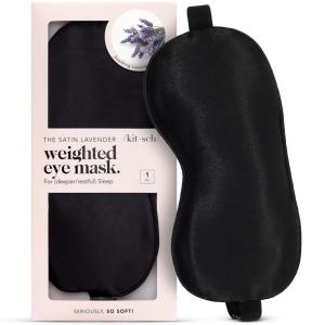imageKitsch Weighted Satin Sleep Mask  Weighted Eye Mask for Sleeping and Travel  Lavender Sleeping Mask for Women and Men  Light Blocking Adjustable Strap UltraSoft 41oz116g