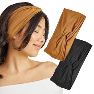 imageKitsch Wide Headbands for Women  Fashion Sports Headband for Workout Yoga Gym Running Exercise  Stretchy Head Bands for Womens Hair  Hair Accessories for Women  Rosewood 2pcsBlack  Camel