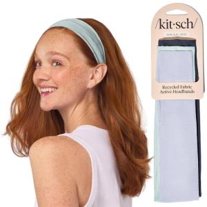 imageKitsch Wide Headbands for Women  Fashion Sports Headband for Workout Yoga Gym Running Exercise  Stretchy Head Bands for Womens Hair  Hair Accessories for Women  Rosewood 3pcsGarden Bouquet