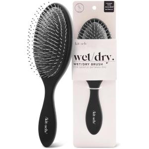 imageKitsch Wide Tooth Detangler Comb  Curved Handle for Curly Wet ampamp Thick Hair Black Shower Comb for WomenWet Dry Brush