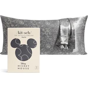 imageKitsch ampamp Disney Mickey Mouse Satin Pillowcase with Zipper Softer Than Silk Cooling Pillow Case for Hair ampamp Skin WrinkleFree Machine Washable King Size 19x36