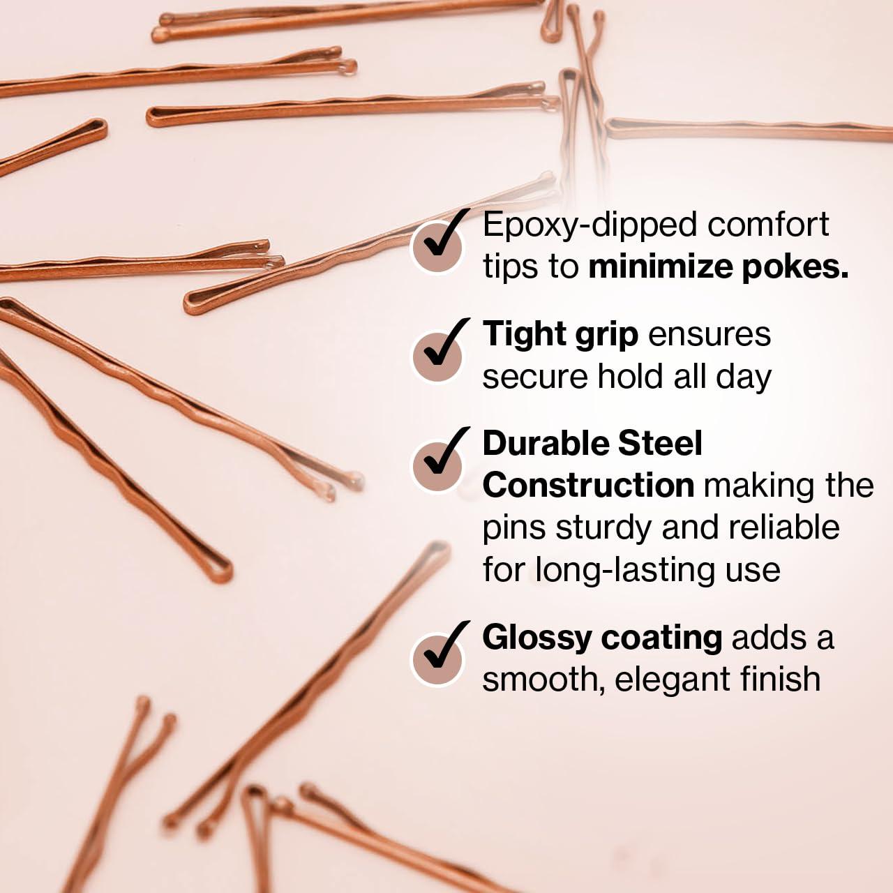 imageKitsch Blonde Bobby Pins  187 Inches  Ideal for Blonde Thick ampamp Thin Hair  Hair Styling Accessories for Kids Girls and Women  Stylish and Secure Hair Pin  Ideal Gifts for Women  45 pcsBrown