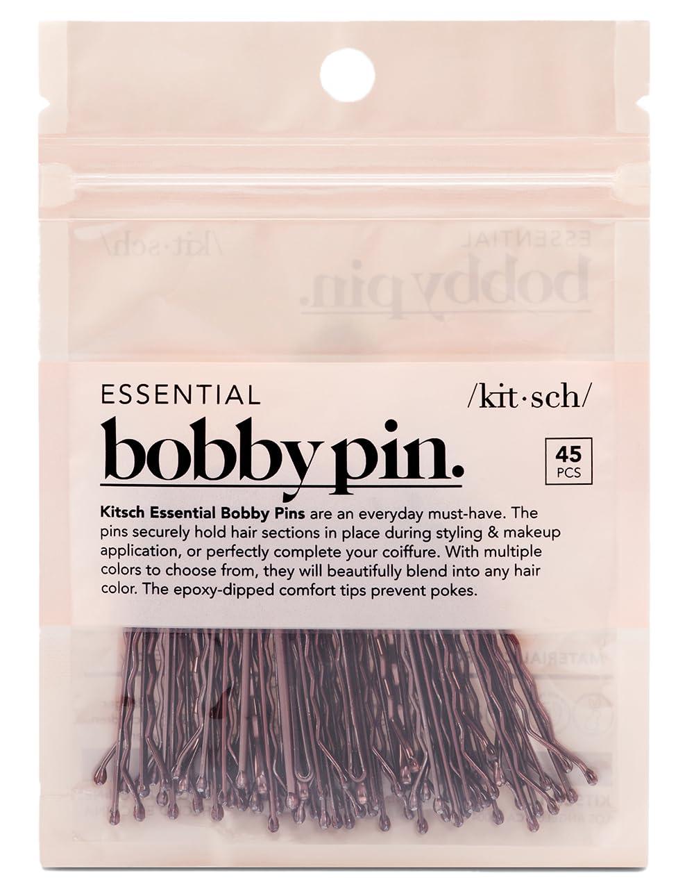 imageKitsch Blonde Bobby Pins  187 Inches  Ideal for Blonde Thick ampamp Thin Hair  Hair Styling Accessories for Kids Girls and Women  Stylish and Secure Hair Pin  Ideal Gifts for Women  45 pcsBrown