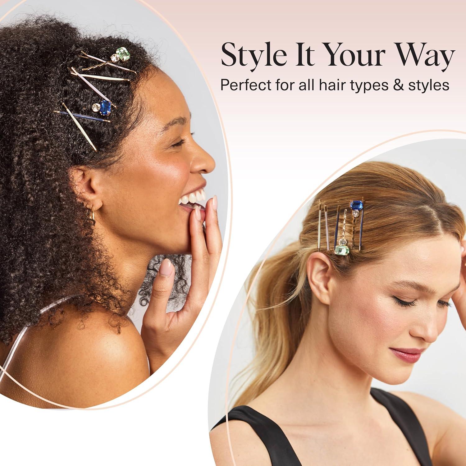 imageKitsch Gem Bobby Pins for Women  Stylish Rhinestone Hair Accessories  Elegant Hair Pins Decorative for Styling  Bobby Pin Set  Garden Bouquet  Ideal Gifts for Women 8pcsGarden Bouquet