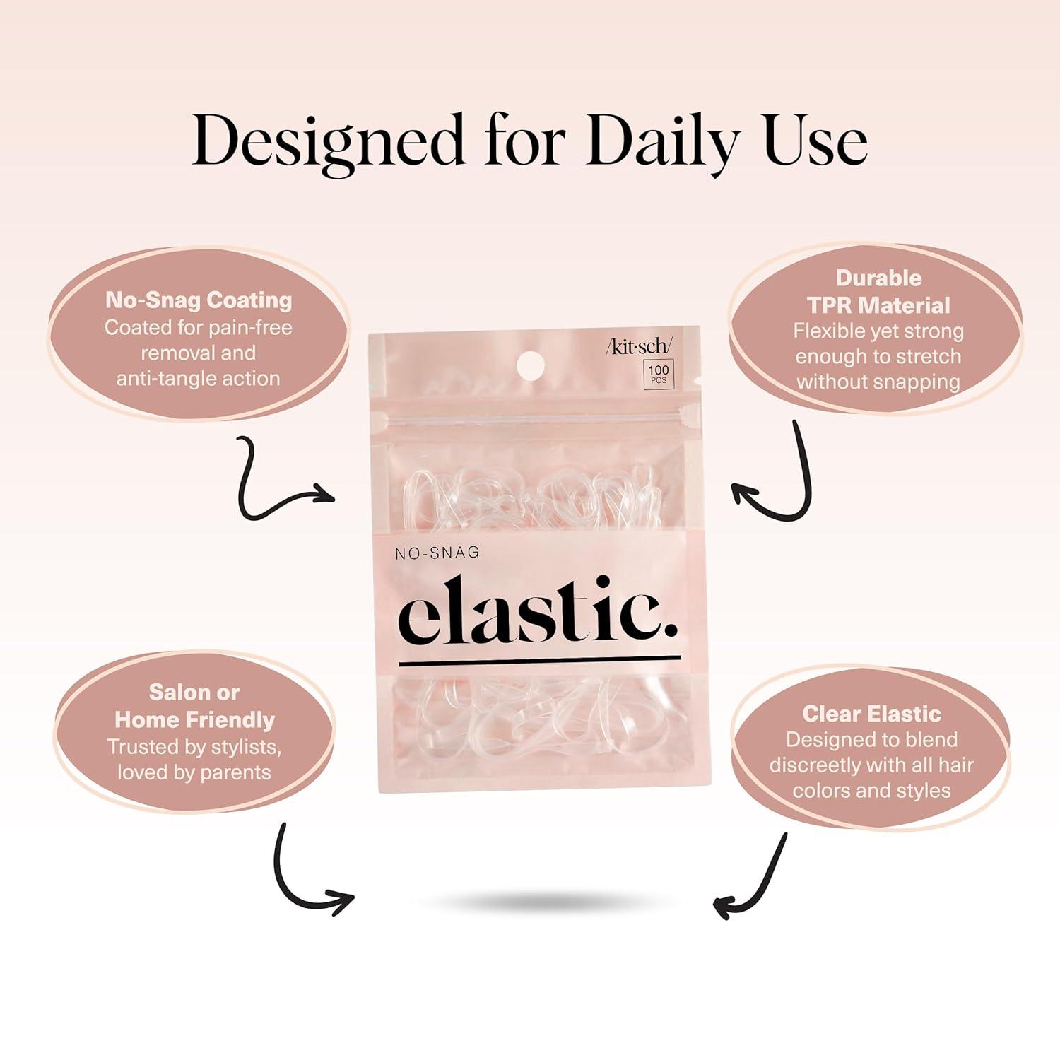 imageKitsch Hair Ties No Damage for Kids Teens and Women  Rubber Bands for Hair Styling  No Snag Hair Elastics  Daily Hair Accessories  Ideal Gifts for Women  500pcs ClearClear