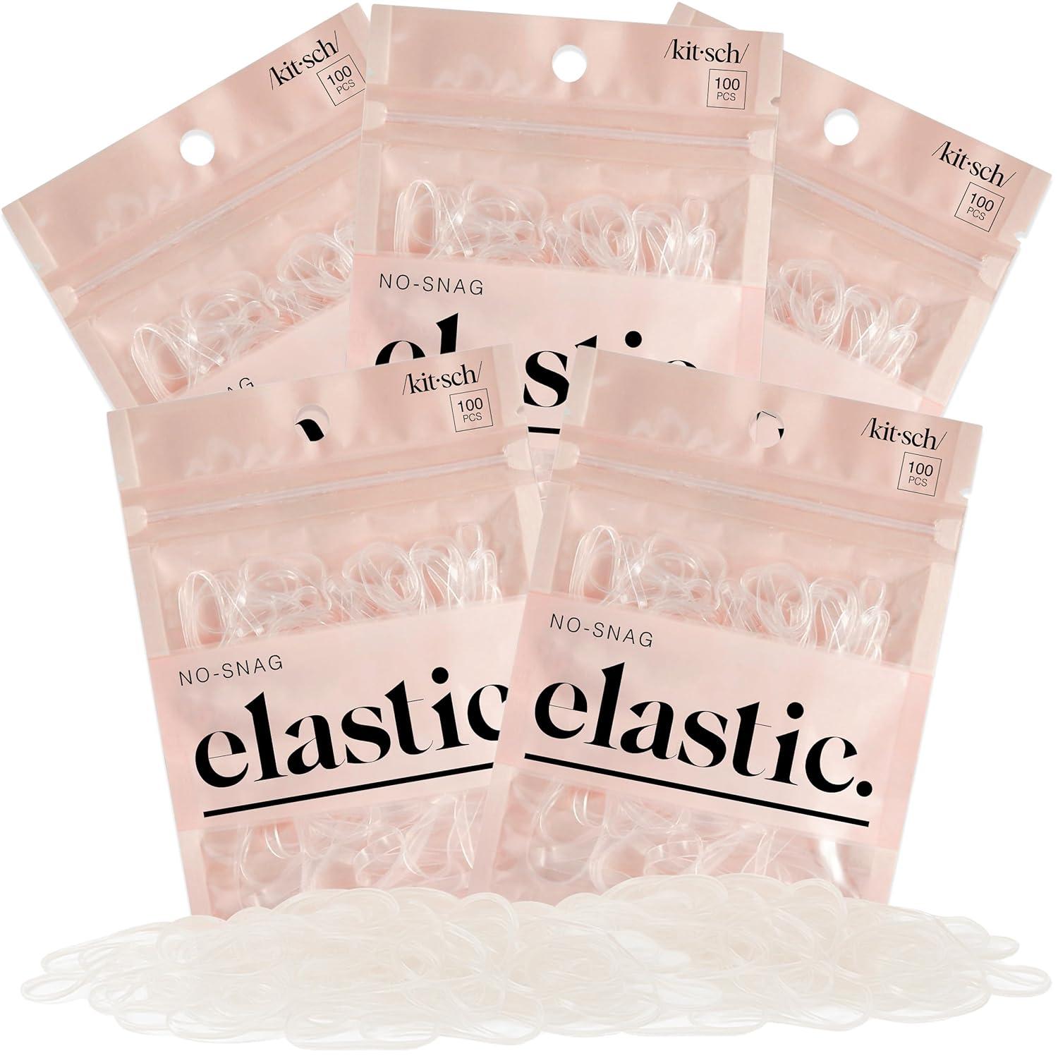imageKitsch Hair Ties No Damage for Kids Teens and Women  Rubber Bands for Hair Styling  No Snag Hair Elastics  Daily Hair Accessories  Ideal Gifts for Women  500pcs ClearClear
