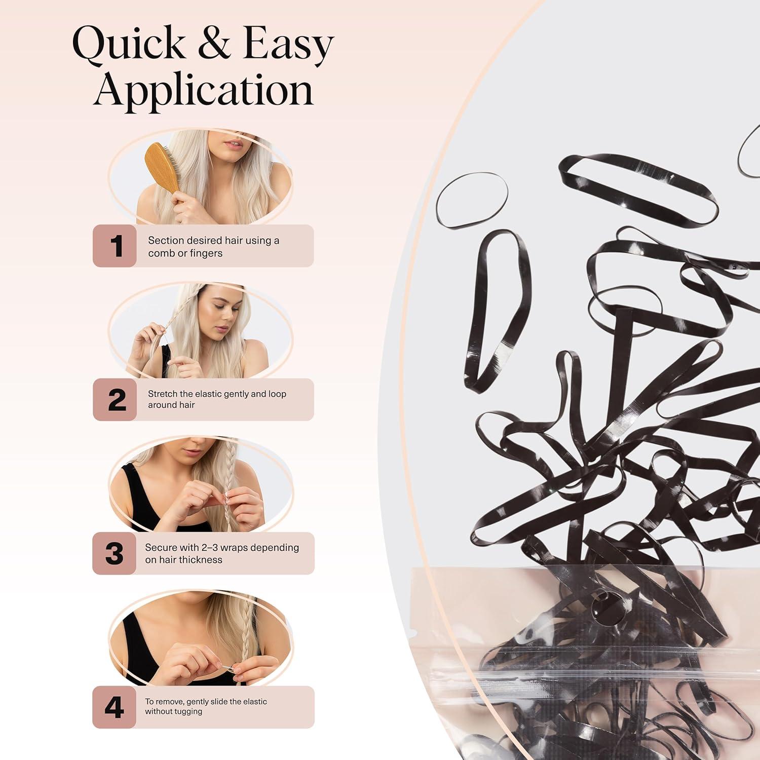 imageKitsch Hair Ties No Damage for Kids Teens and Women  Rubber Bands for Hair Styling  No Snag Hair Elastics  Daily Hair Accessories  Ideal Gifts for Women  500pcs ClearBlack