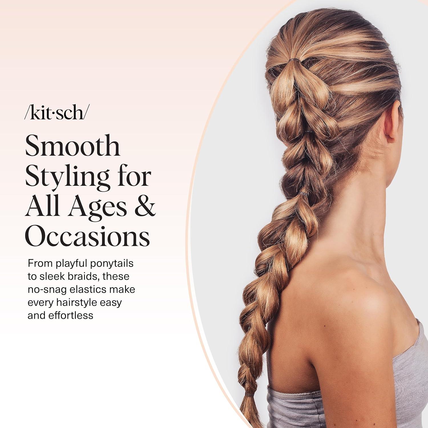imageKitsch Hair Ties No Damage for Kids Teens and Women  Rubber Bands for Hair Styling  No Snag Hair Elastics  Daily Hair Accessories  Ideal Gifts for Women  500pcs ClearBrown