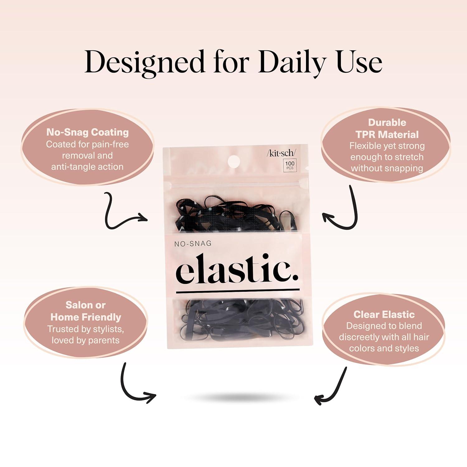 imageKitsch Hair Ties No Damage for Kids Teens and Women  Rubber Bands for Hair Styling  No Snag Hair Elastics  Daily Hair Accessories  Ideal Gifts for Women  500pcs ClearBlack