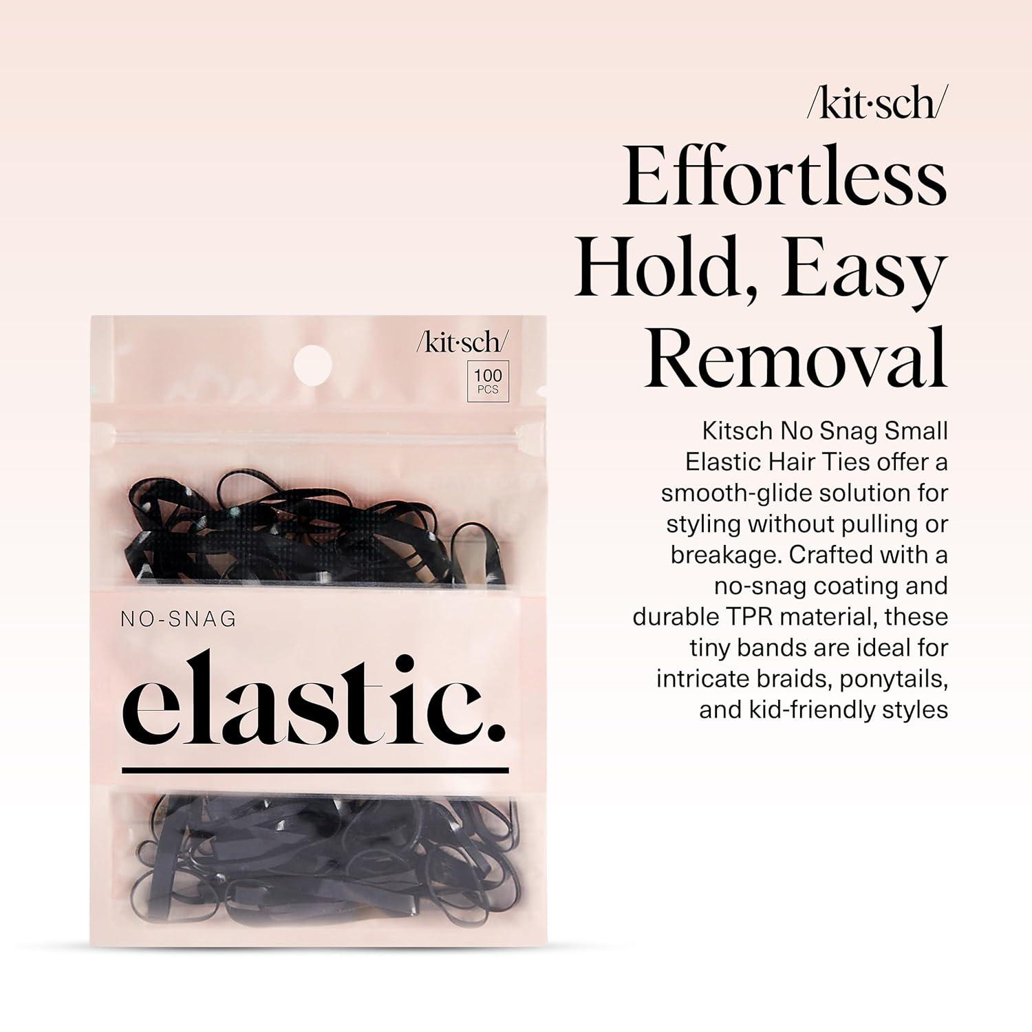 imageKitsch Hair Ties No Damage for Kids Teens and Women  Rubber Bands for Hair Styling  No Snag Hair Elastics  Daily Hair Accessories  Ideal Gifts for Women  500pcs ClearBlack