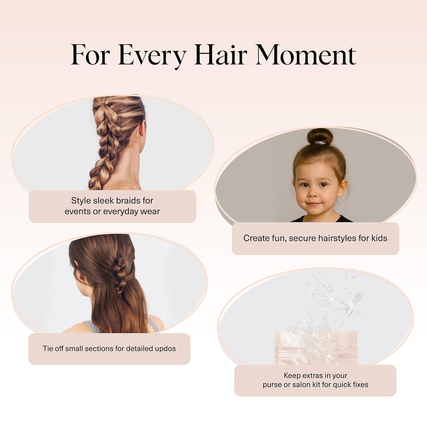 imageKitsch Hair Ties No Damage for Kids Teens and Women  Rubber Bands for Hair Styling  No Snag Hair Elastics  Daily Hair Accessories  Ideal Gifts for Women  500pcs ClearClear