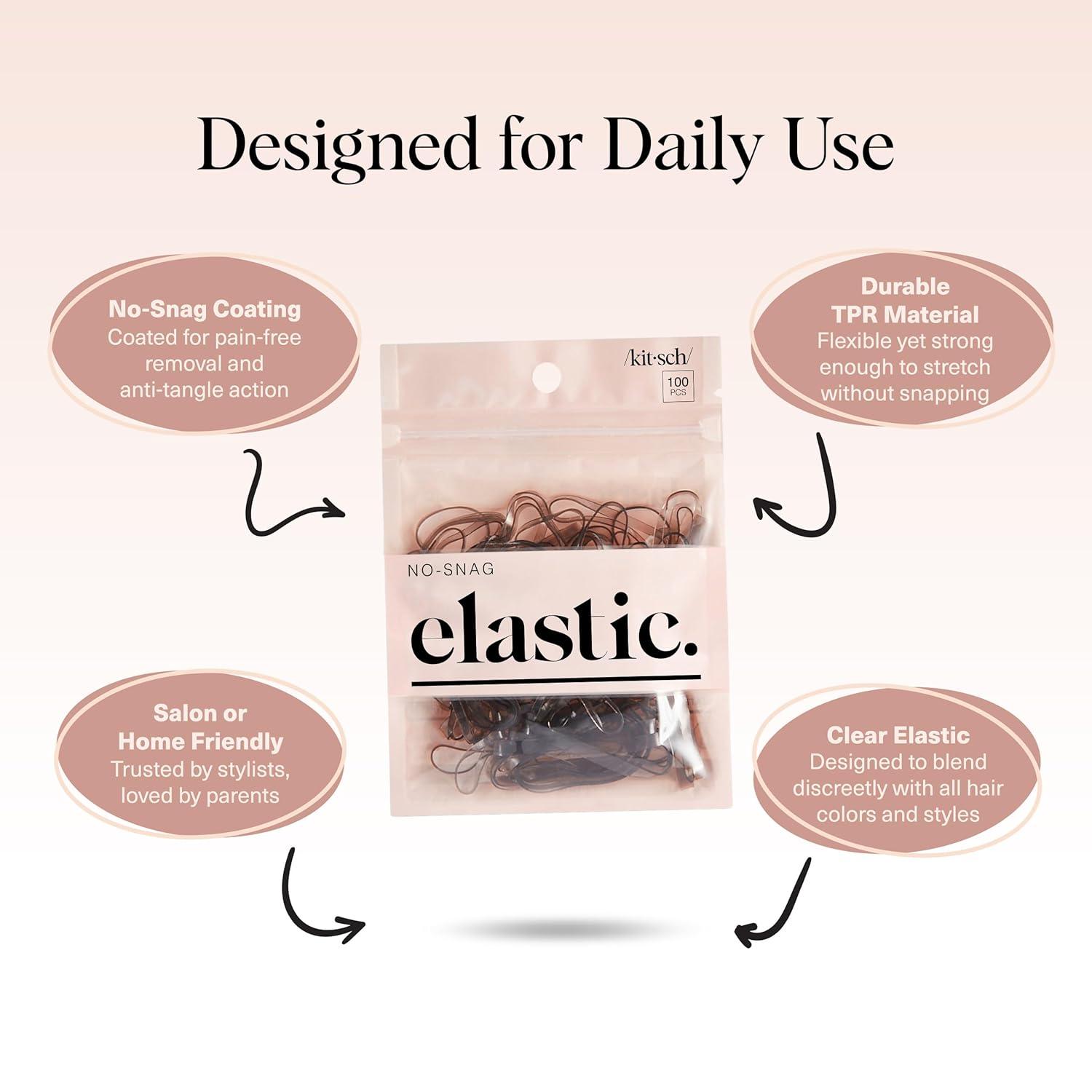 imageKitsch Hair Ties No Damage for Kids Teens and Women  Rubber Bands for Hair Styling  No Snag Hair Elastics  Daily Hair Accessories  Ideal Gifts for Women  500pcs ClearBrown