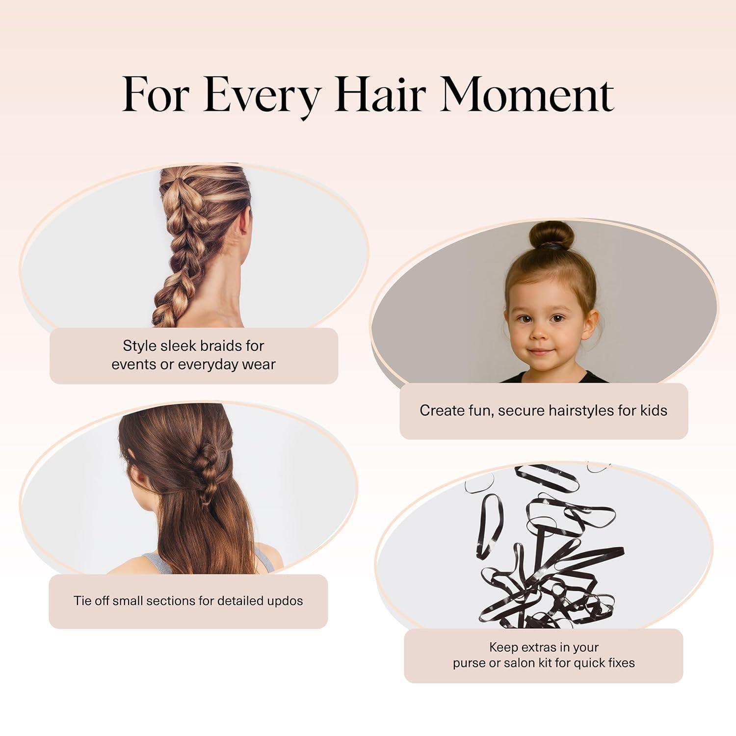 imageKitsch Hair Ties No Damage for Kids Teens and Women  Rubber Bands for Hair Styling  No Snag Hair Elastics  Daily Hair Accessories  Ideal Gifts for Women  500pcs ClearBlack