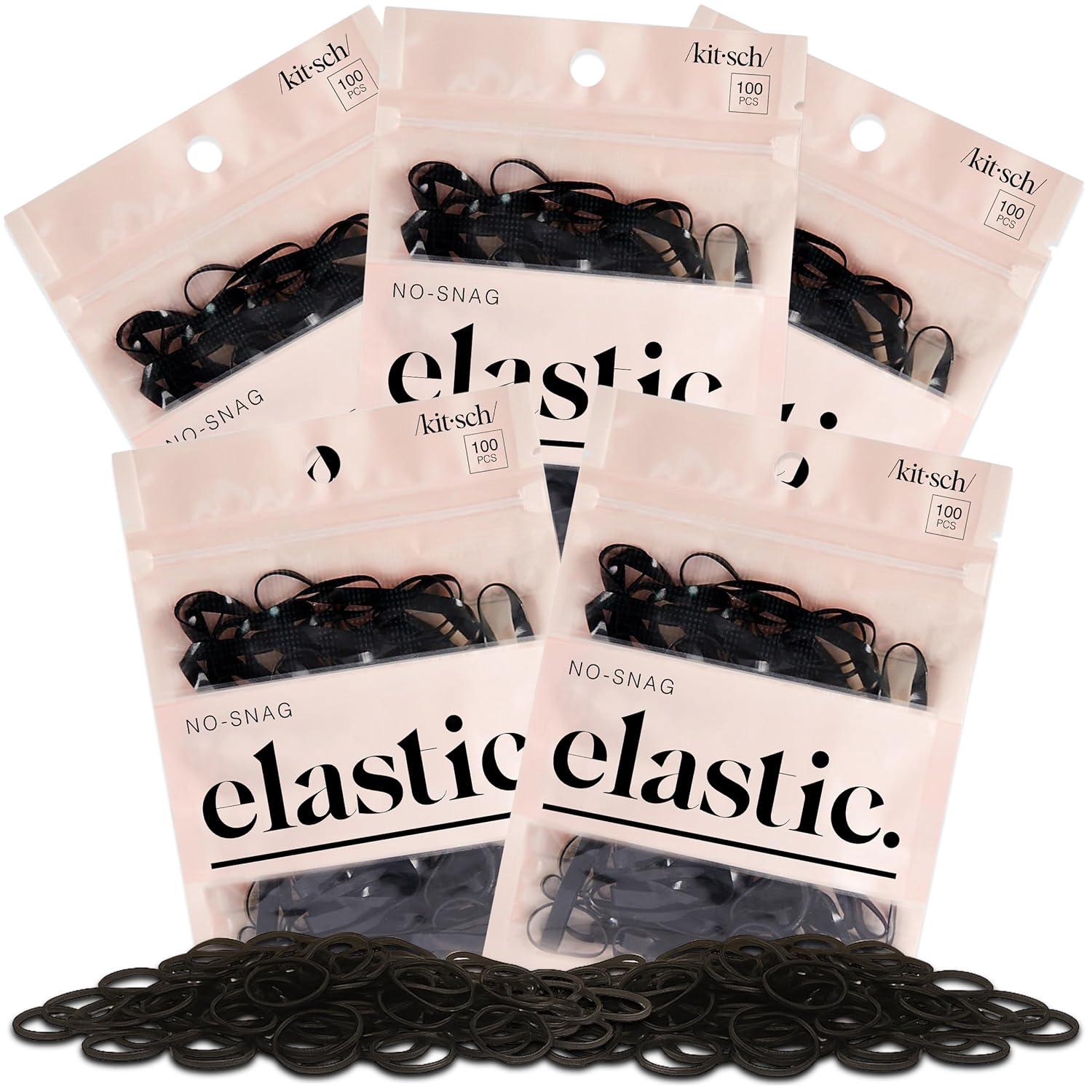 imageKitsch Hair Ties No Damage for Kids Teens and Women  Rubber Bands for Hair Styling  No Snag Hair Elastics  Daily Hair Accessories  Ideal Gifts for Women  500pcs ClearBlack
