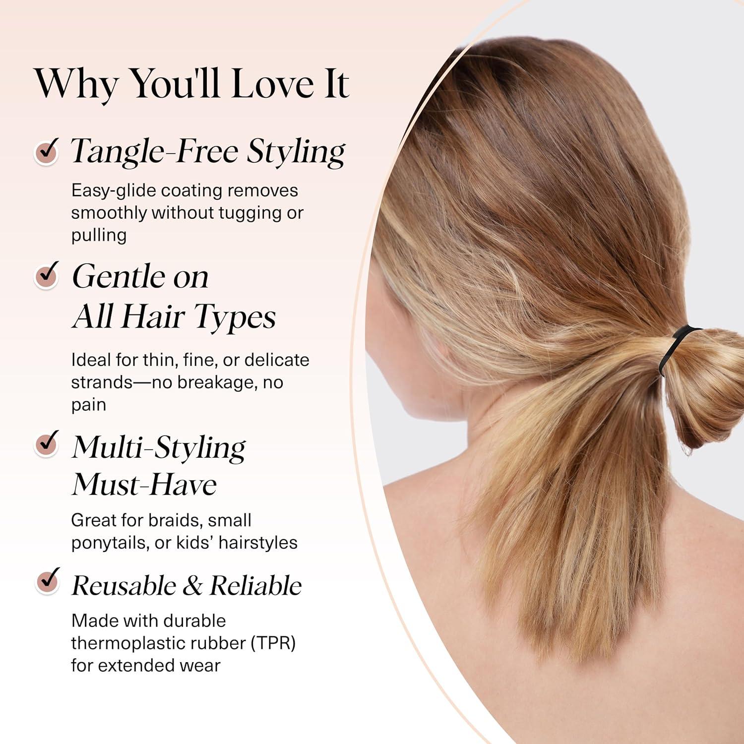 imageKitsch Hair Ties No Damage for Kids Teens and Women  Rubber Bands for Hair Styling  No Snag Hair Elastics  Daily Hair Accessories  Ideal Gifts for Women  500pcs ClearBlack